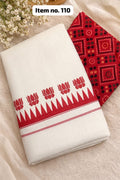 Traditional Kuthampully Set Mundu with Lotus Motif