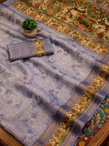Elegant Lavender Digital Print Saree with Forest Motif