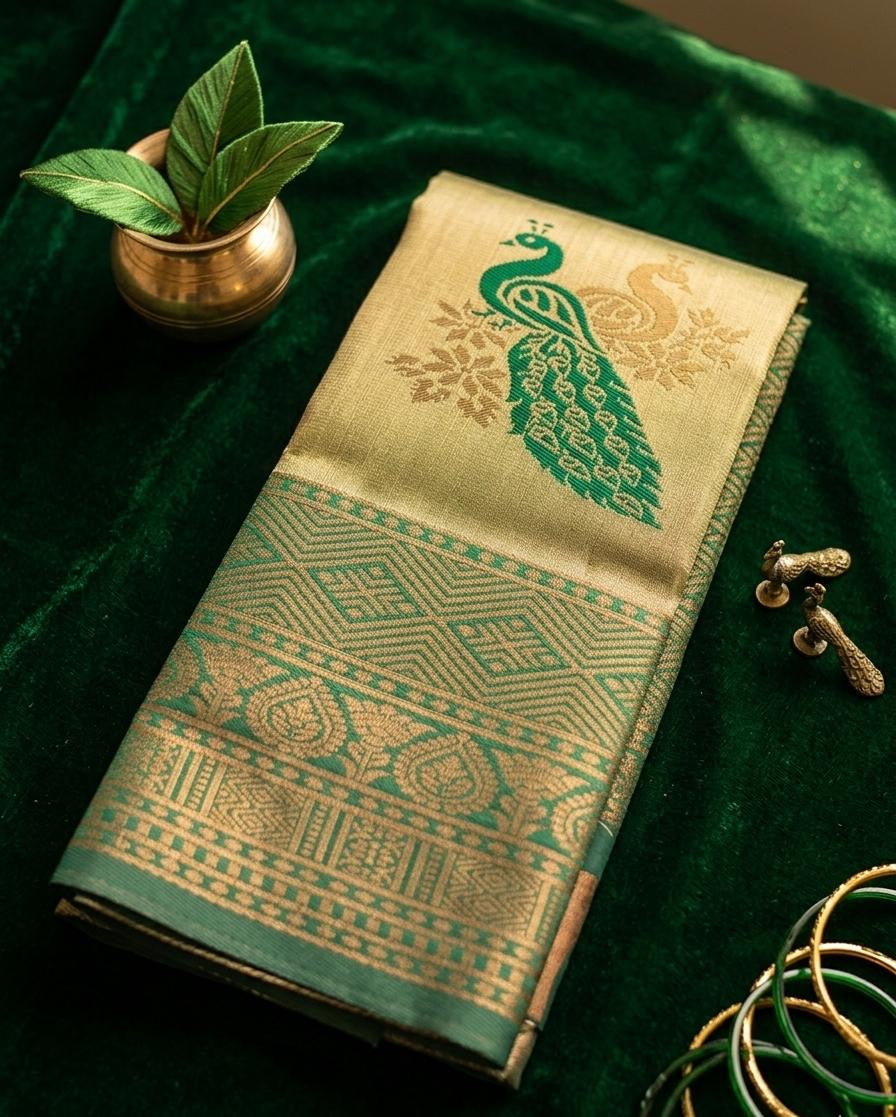 Exquisite Soft Silk Saree with Peacock Zari Work
